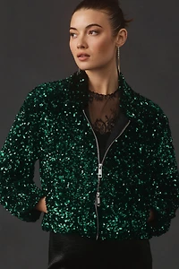 Maeve Sequin Bomber Jacket