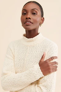 Flat White Turtleneck Tunic Slit Sweater