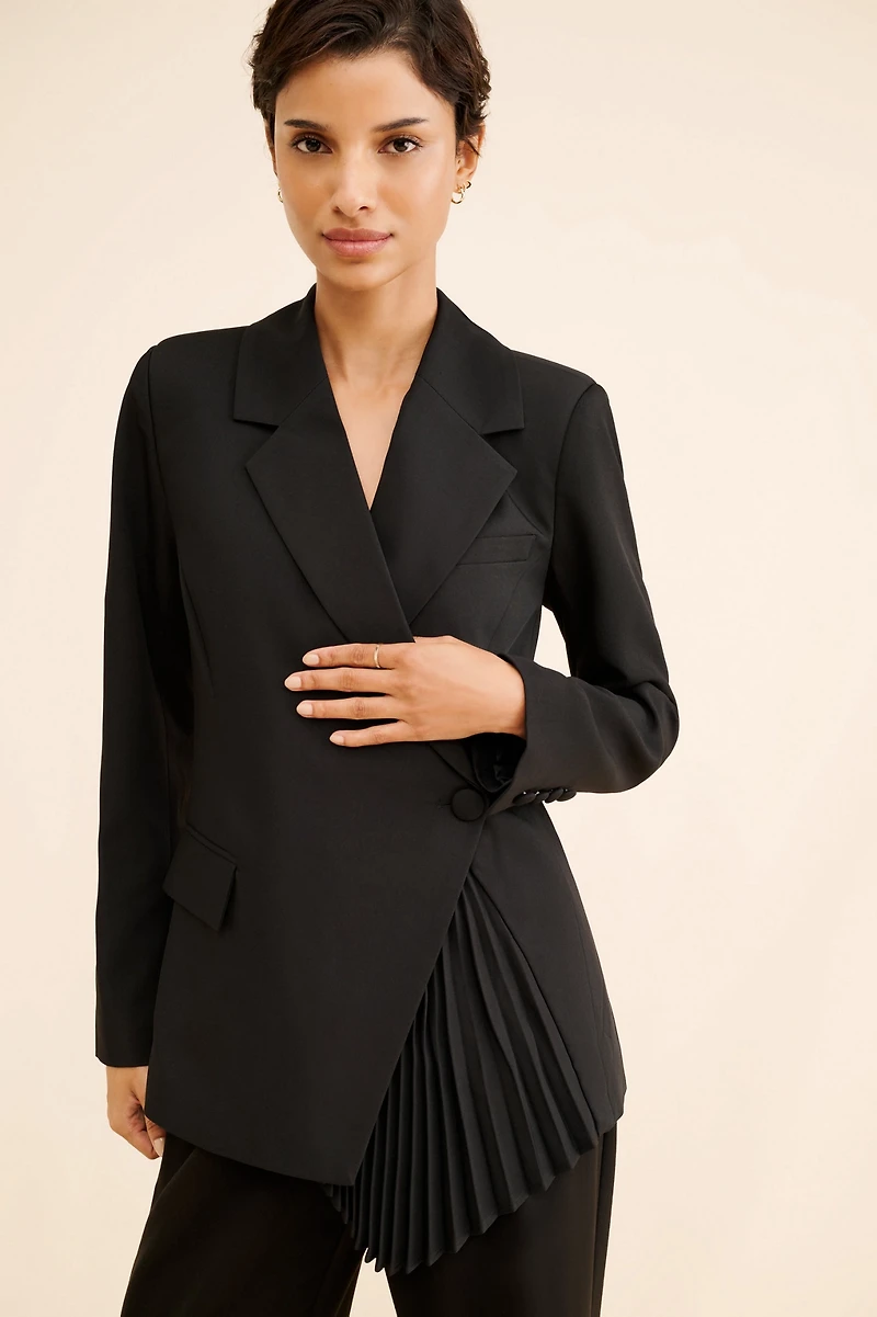 Avec Les Filles Classic Pleated Blazer