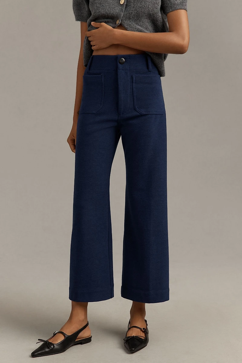 Maeve The Colette Cropped Wide Leg Pants: Brushed Knit Edition