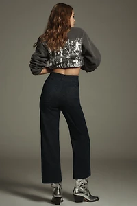 Maeve The Colette High-Rise Cropped Wide-Leg Jeans: Sparkle Edition
