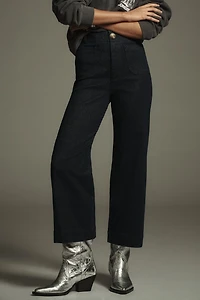Maeve The Colette High-Rise Cropped Wide-Leg Jeans: Sparkle Edition