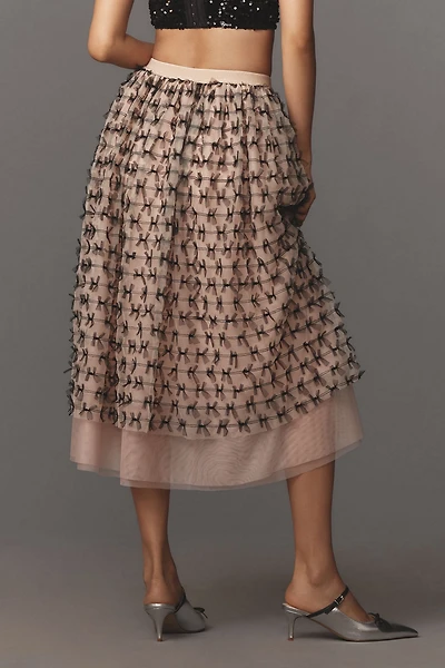 Maeve All-Over Bow Tulle Midi Skirt