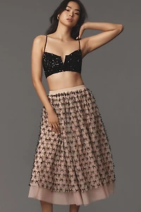 Maeve All-Over Bow Tulle Midi Skirt