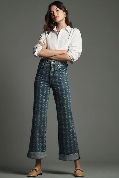 Pilcro The Austyn High-Rise Cuffed Wide-Leg Jeans: Printed Edition