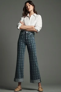 Pilcro The Austyn High-Rise Cuffed Wide-Leg Jeans: Printed Edition