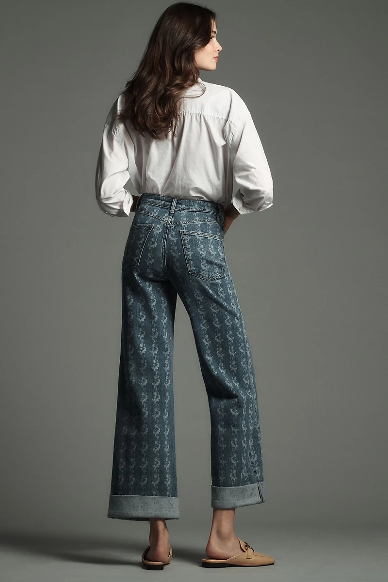 Pilcro The Austyn High-Rise Cuffed Wide-Leg Jeans: Printed Edition