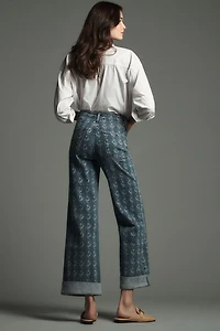 Pilcro The Austyn High-Rise Cuffed Wide-Leg Jeans: Printed Edition