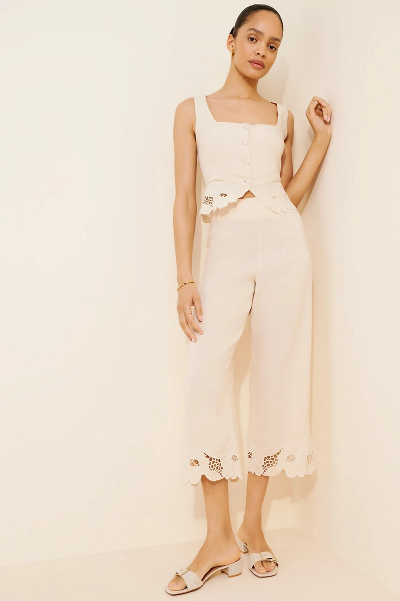RIXO Iveta Linen Blend Trousers