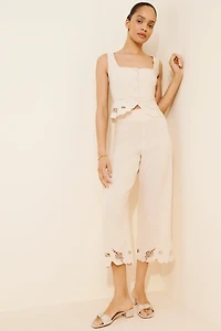 RIXO Iveta Linen Blend Trousers