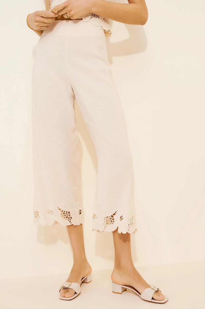 RIXO Iveta Linen Blend Trousers