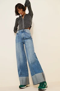 DL1961 Hepburn Wide-Leg Cuffed Jeans