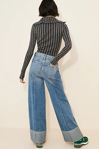 DL1961 Hepburn Wide-Leg Cuffed Jeans