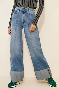 DL1961 Hepburn Wide-Leg Cuffed Jeans
