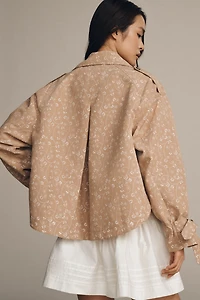 Floral Cutwork Cropped Trench Jacket