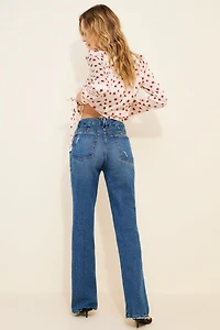Good American Icon Twisted Slit Straight Leg Jeans