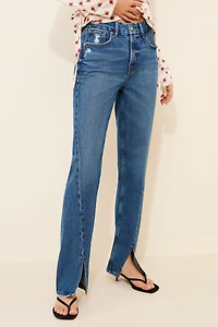 Good American Icon Twisted Slit Straight Leg Jeans