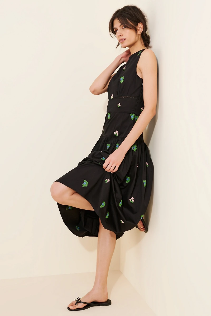 Pinnacle By Shruti Sancheti Ditsy Embroidered Midi Dress
