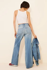 Good American Good Skate Mid-Rise Wide-Leg Jeans