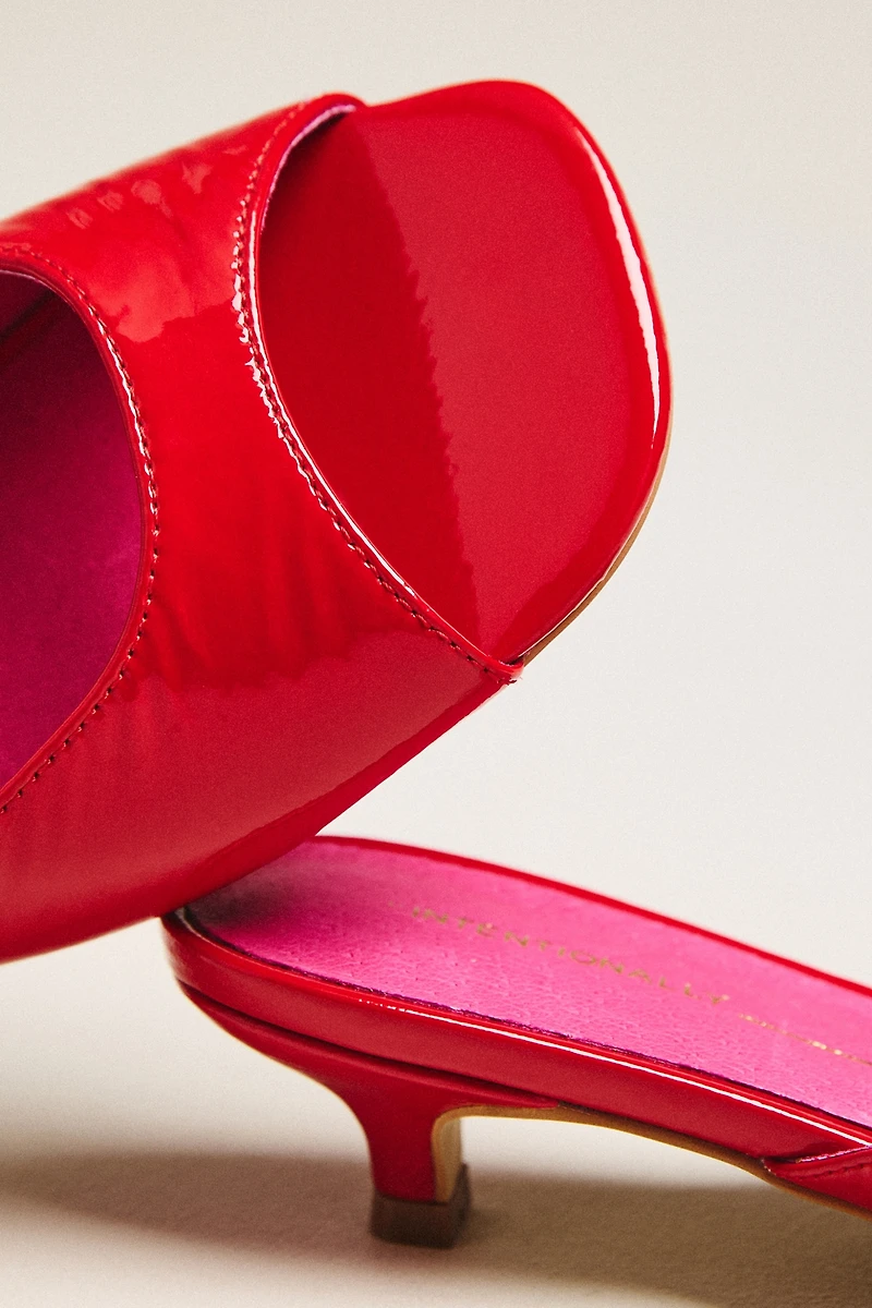 Intentionally Blank Patent Leather Kitten Heel Sandals