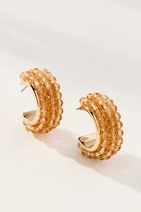 Stone Cluster Hoop Earrings