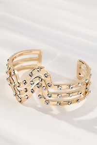 Wavy Layered Crystal Cuff Bracelet