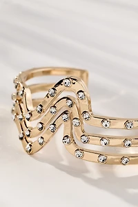 Wavy Layered Crystal Cuff Bracelet
