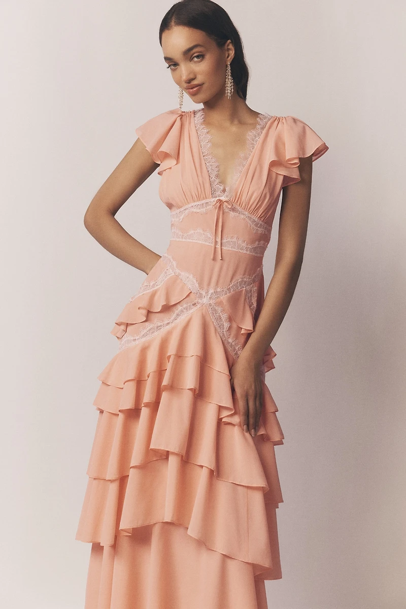 Exclusive: For Love & Lemons Adriana Silk Blend Maxi Gown