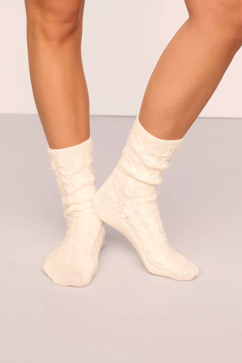 Eberjey Cozy Cable-Knit Crew Socks