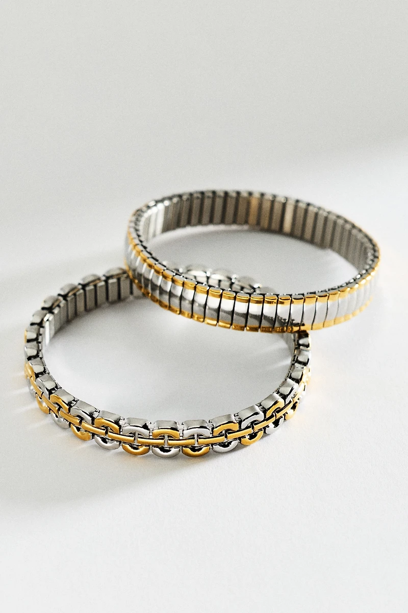 Metal Stretch Bracelets, Set of 2