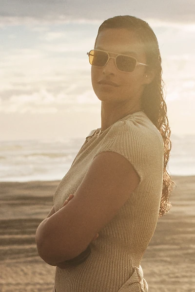 INDY Jimmy Caramel Metal Aviator Sunglasses