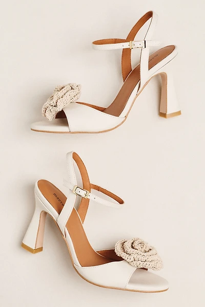 Maeve Crochet Flower Open-Toe Heels