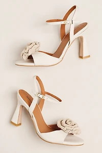 Maeve Crochet Flower Open-Toe Heels