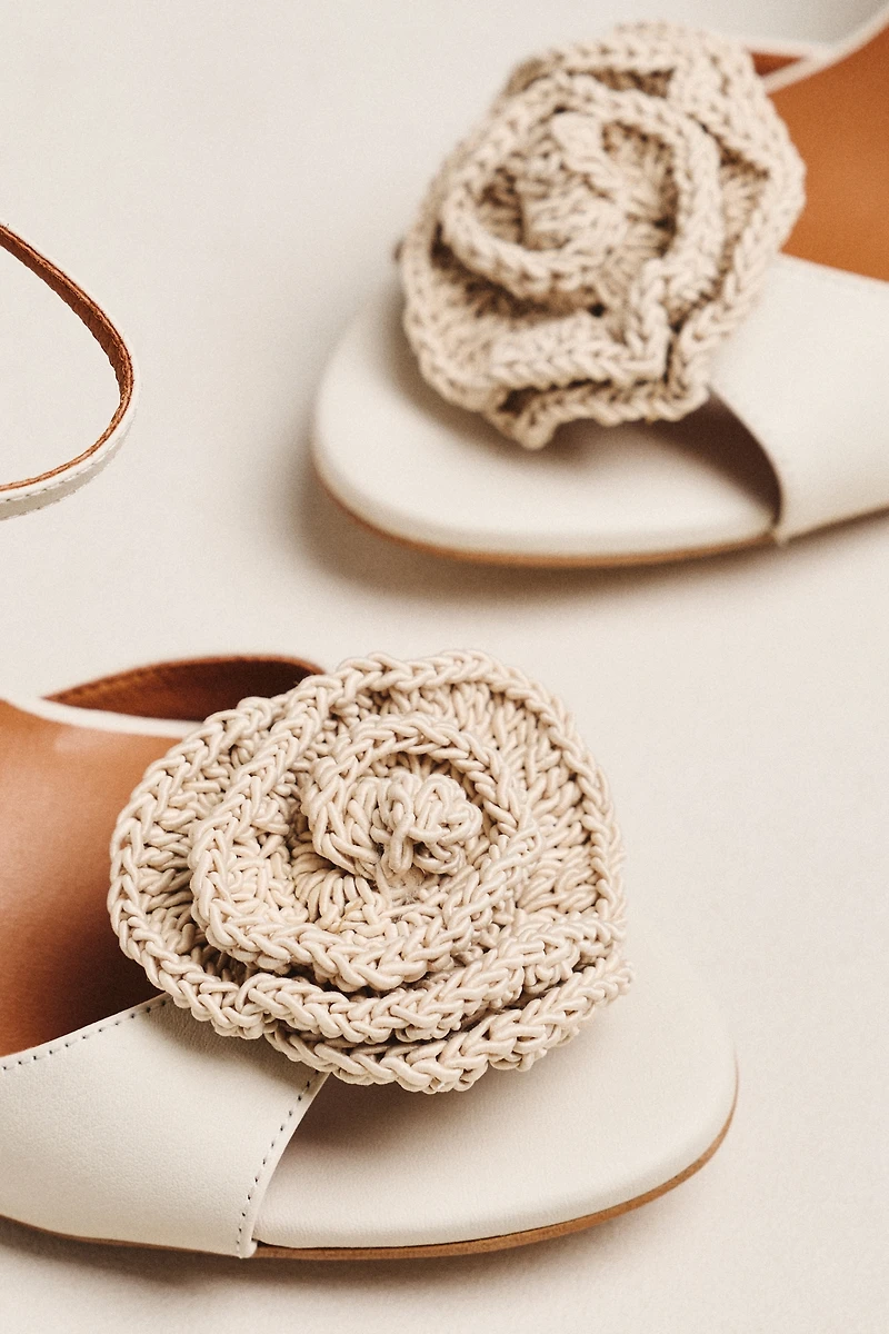 Maeve Crochet Flower Open-Toe Heels
