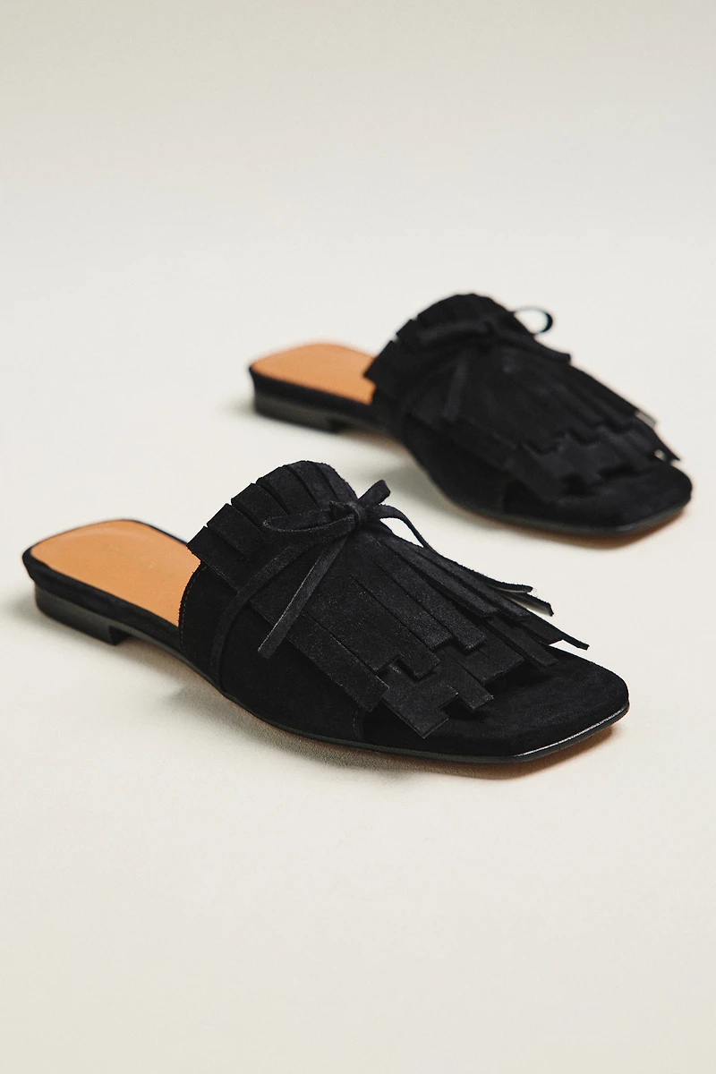 By Anthropologie Kiltie Open Toe Slide Sandals