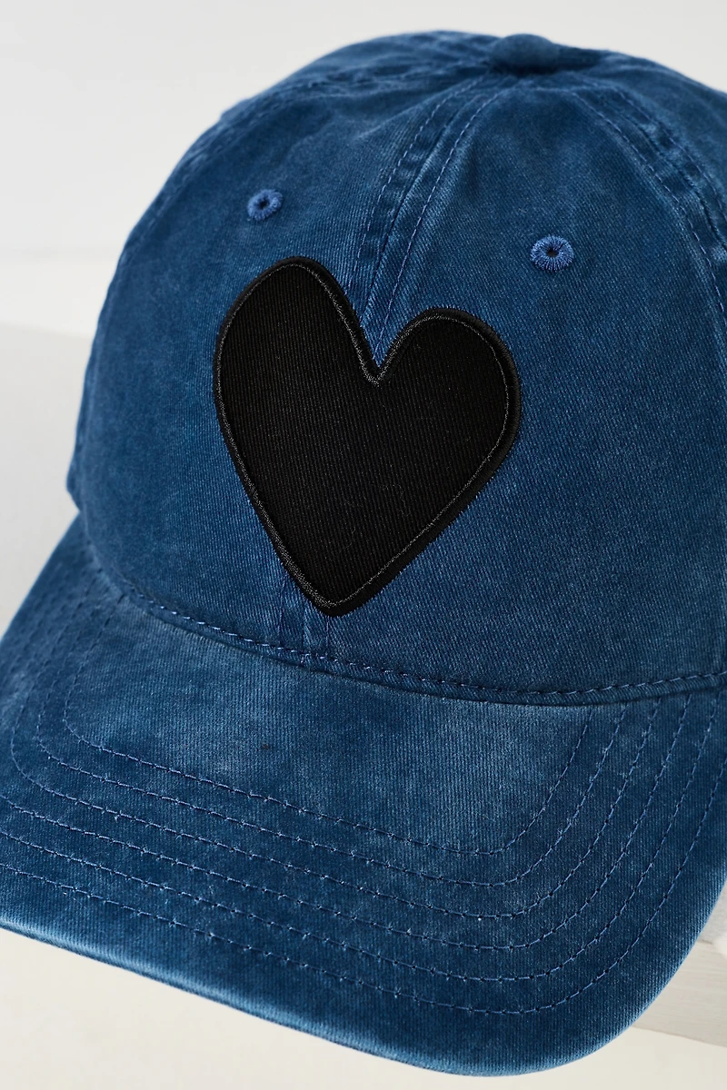 Kerri Rosenthal Denim Heart Baseball Cap
