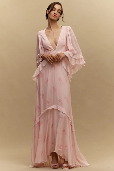 LoveShackFancy Brinley Ruffle-Sleeve Gown