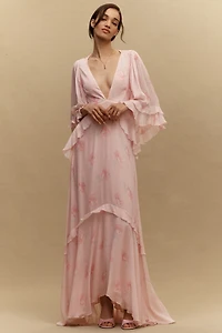 LoveShackFancy Brinley Ruffle-Sleeve Gown