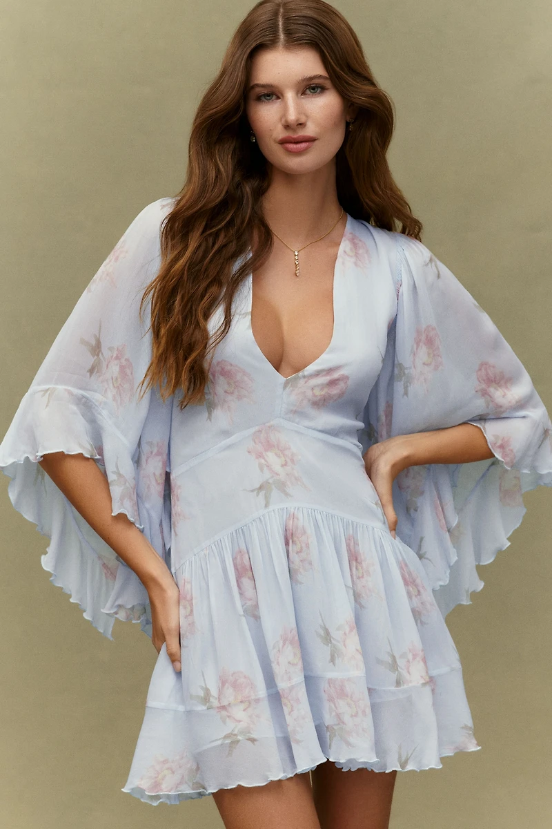 LoveShackFancy Auralie V-Neck Mini Dress