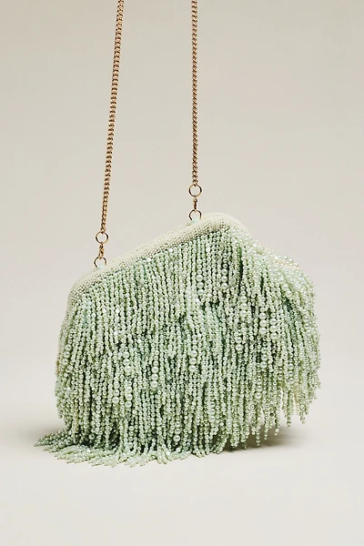 Beaded Pearl Fringe Clutch