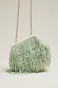 Beaded Pearl Fringe Clutch