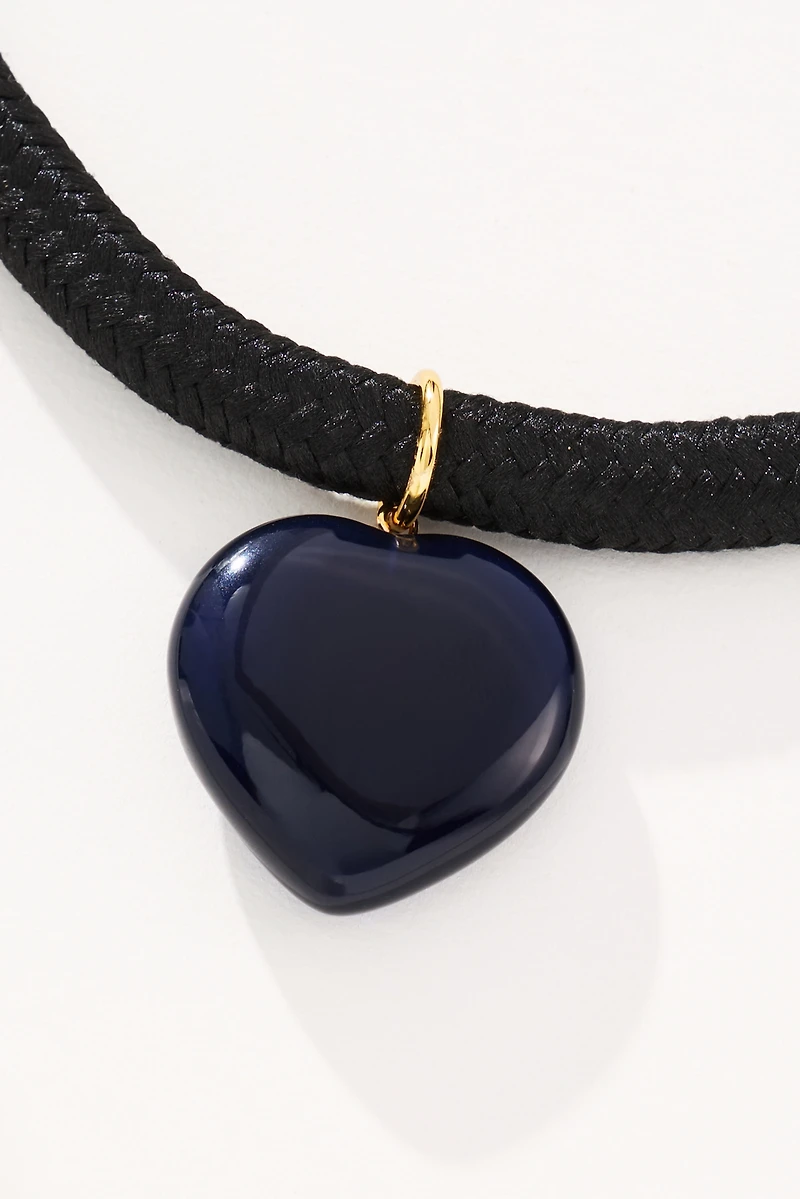 Puff Heart Corded Necklace