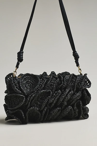 Farm Rio Flower Raffia Crochet Shoulder Bag
