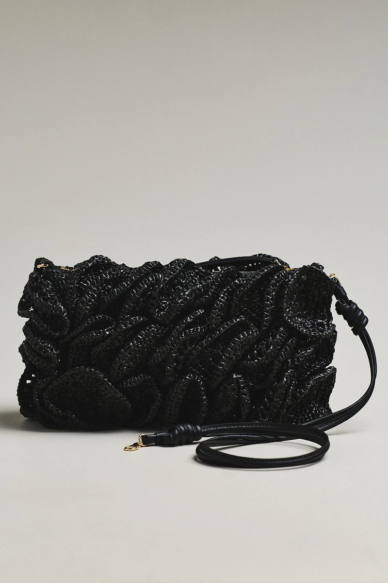 Farm Rio Flower Raffia Crochet Shoulder Bag