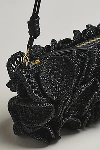 Farm Rio Flower Raffia Crochet Shoulder Bag