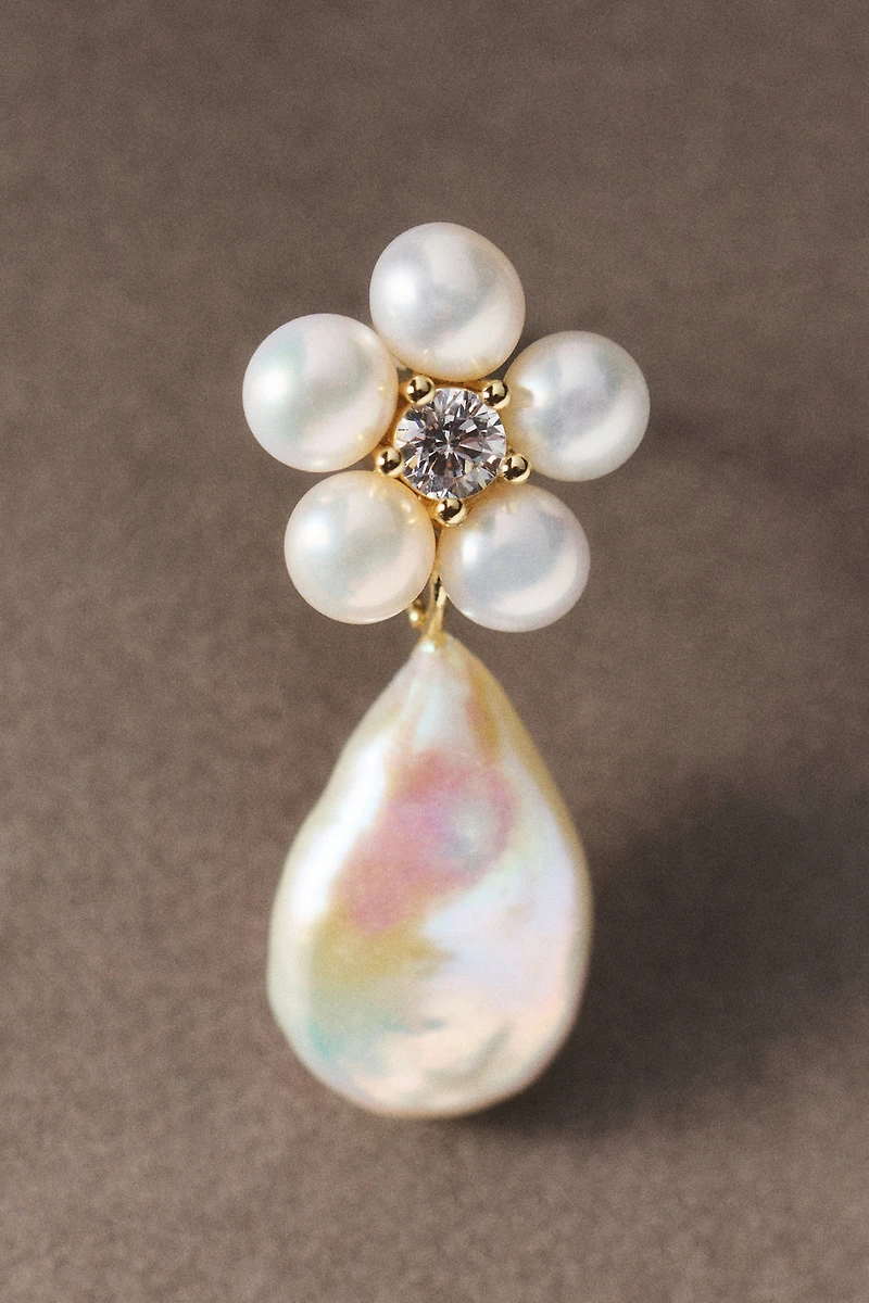 Shashi Floral Pearl Drop Earrings