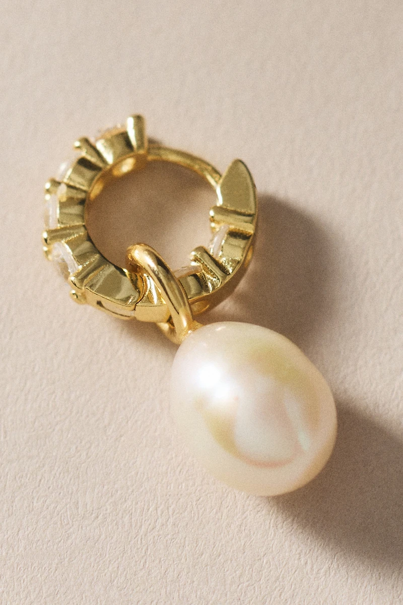 Shashi Cubic Zirconia Pearl Mini Hoop Earrings