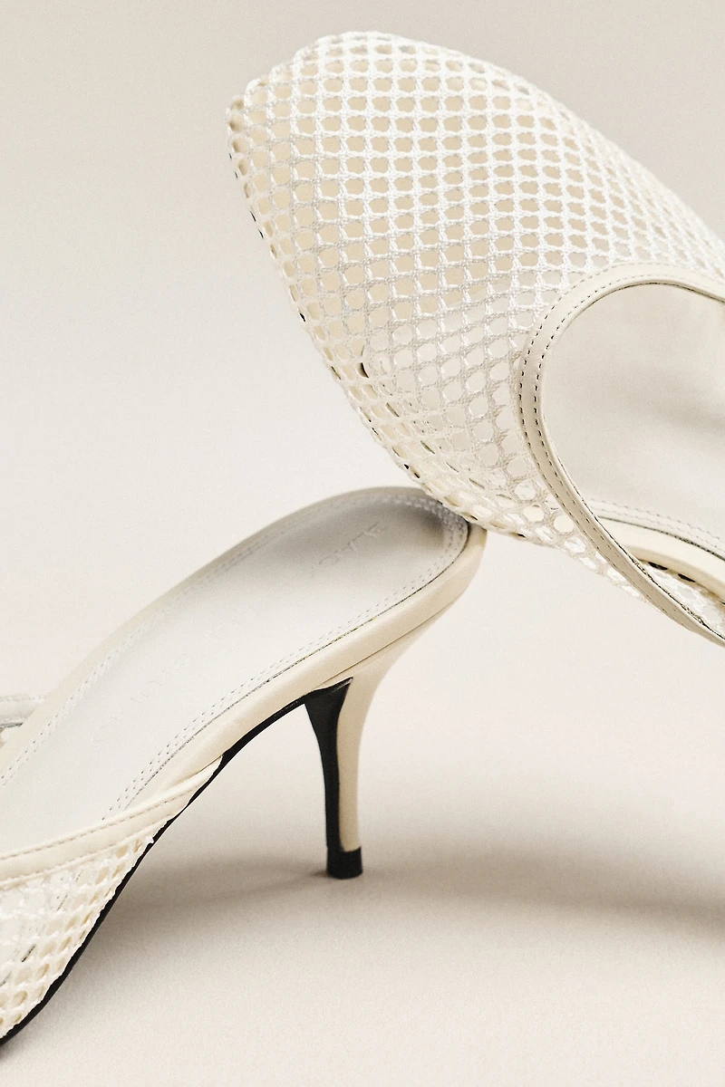 Black Suede Studio Gully Mesh Heeled Mules