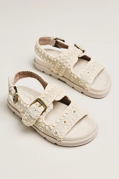 MOU Embroidered Crochet Sandals