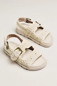 MOU Embroidered Crochet Sandals